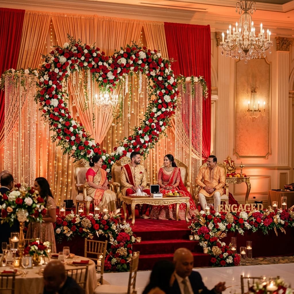 Elegant ring ceremony stage decoration at Hyatt Amritsar